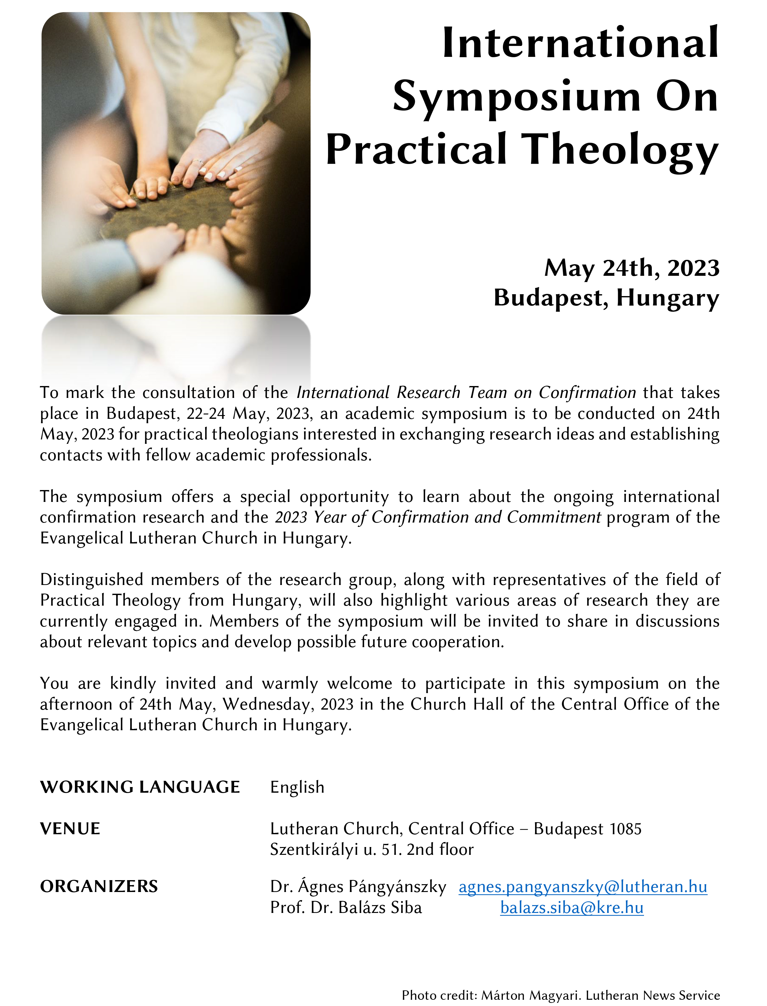 actical Theology - May 20th, 2023 Budapest, Hungary - Lutheran Church, Central Office - Budapest 1085m Szentkirályi u. 51. 2nd floor